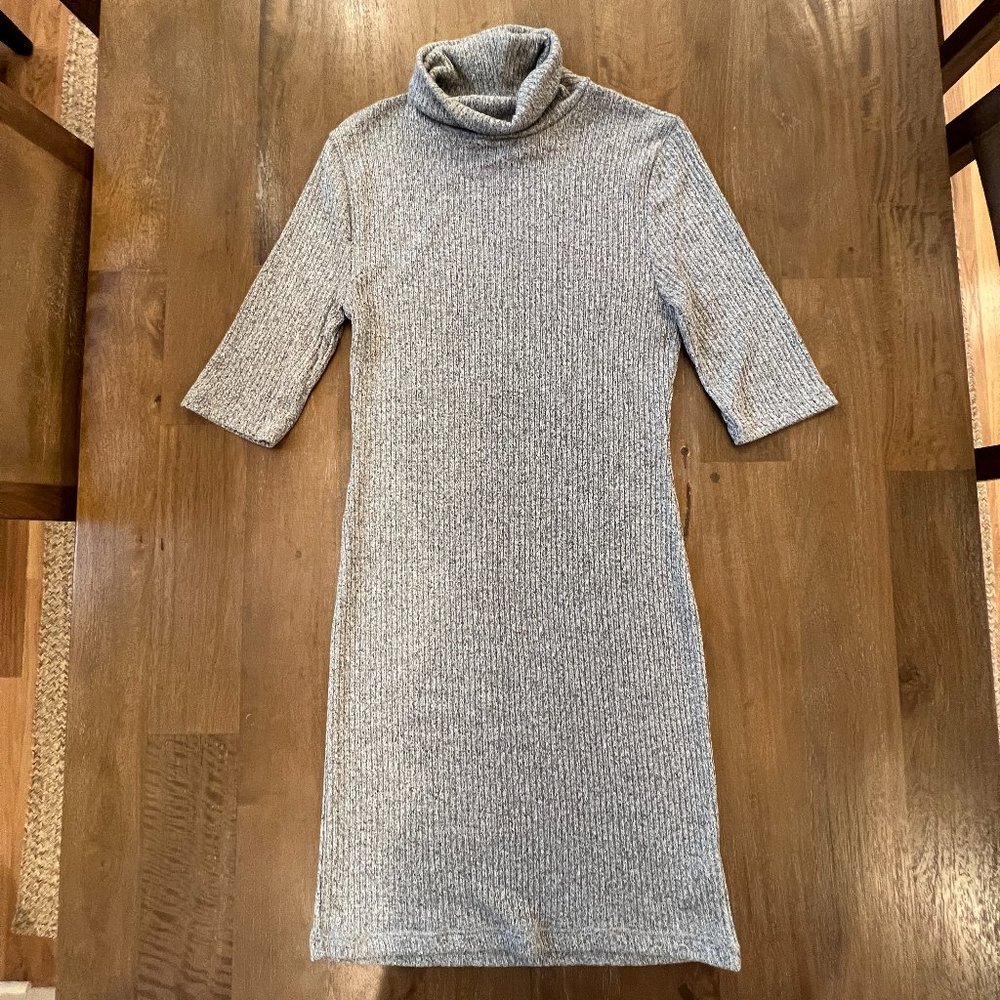 topshop - grey cowl neck midi dress - three quarter sleeve - size 8